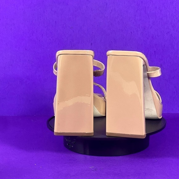 Jeffrey Campbell Women's Beige Hustler Square Toe Patent Leather Sandal Size 9.5 - Picture 4 of 7